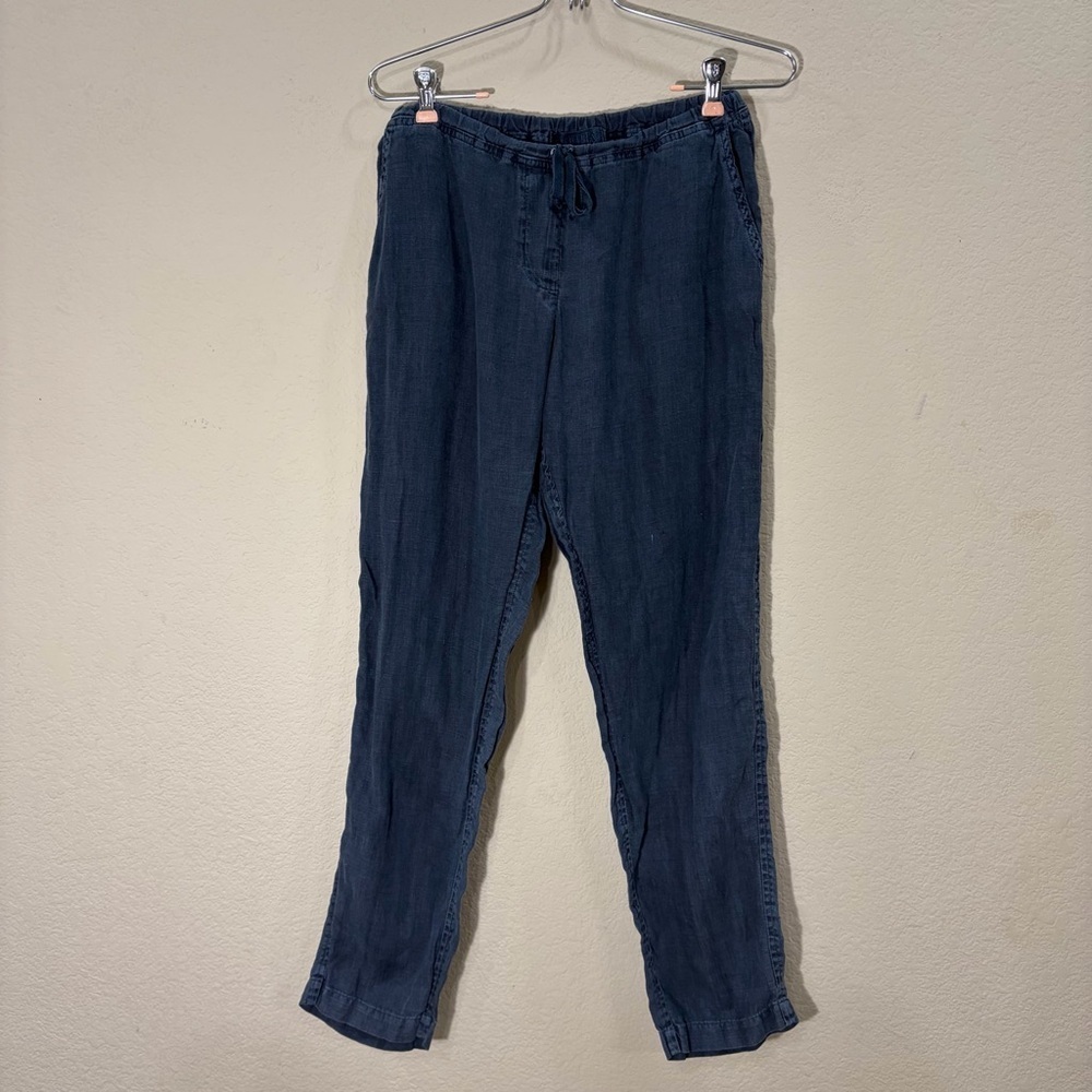 CP Shades Pants Womens Sz S Black 100% Linen Pull On Elastic Waist Coastal Boho